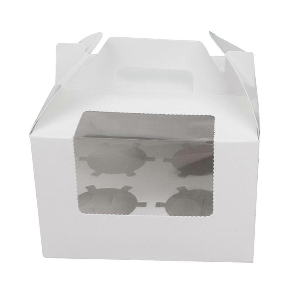 Windowed Cupcake Boxes Paper Cupcake Box for Storage Use 10Pcs White