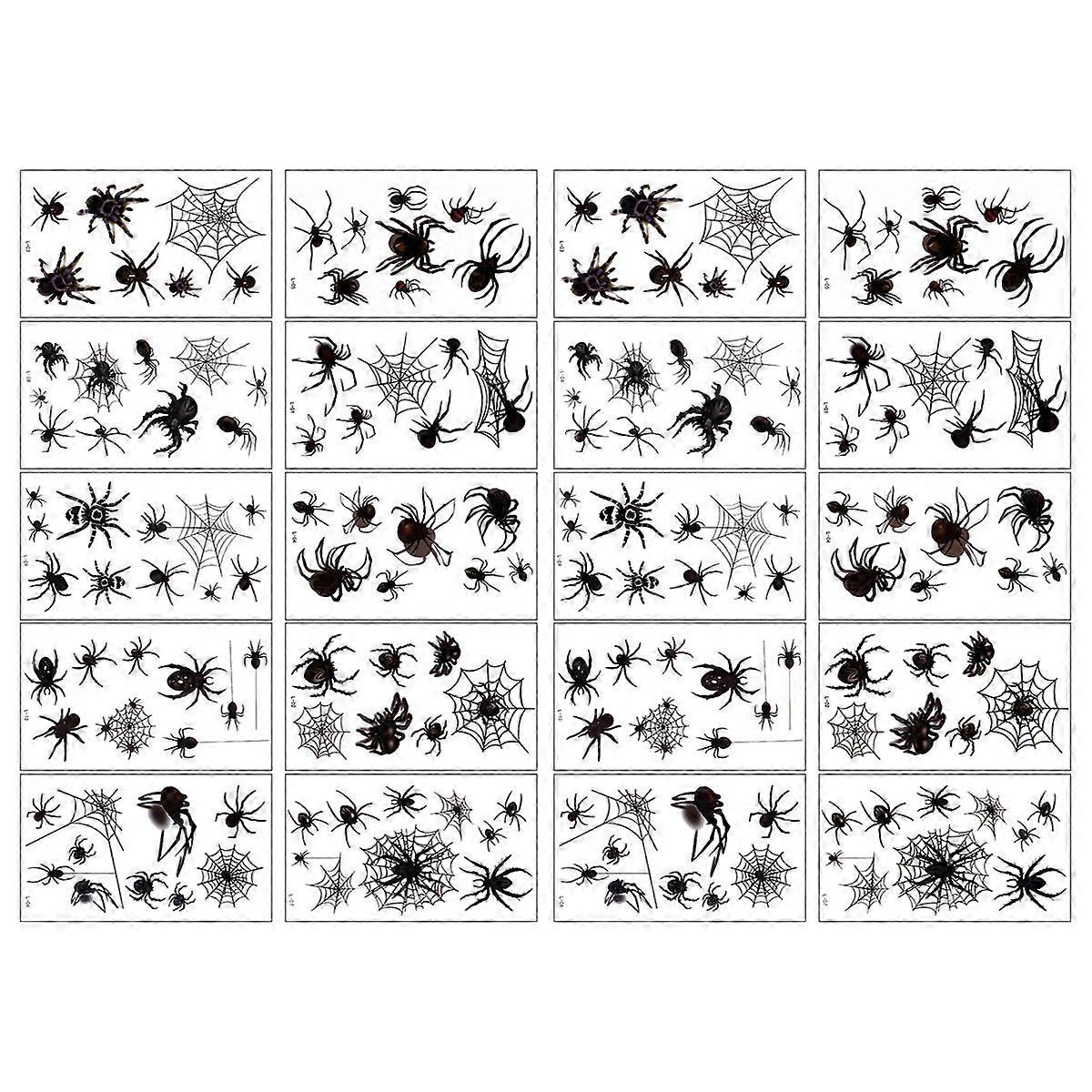 Spider Web Stickers Temporary for Decoration 20 Sheets Halloween Black Tattoos