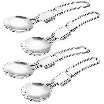 8 Pcs Stainless Steel Folding Spoon Foldable Fork Flatware and Camping Spork Portable 304