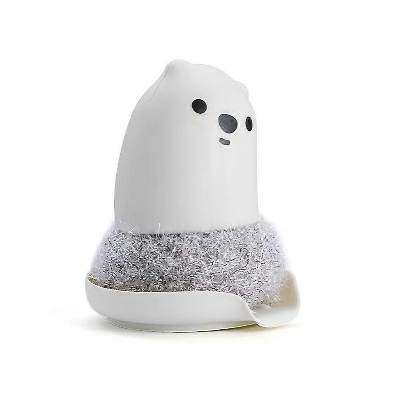 Bear Handle Dish Scrubber with Replaceable Wire Ball and Acrylic Kitchen Cleaning Brush with Base