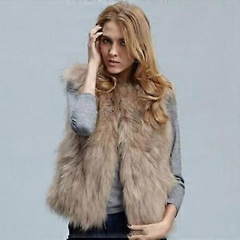 Women Jackets Sleeveless Faux Fur Gilet Fluffy Waistcoat-xinhan