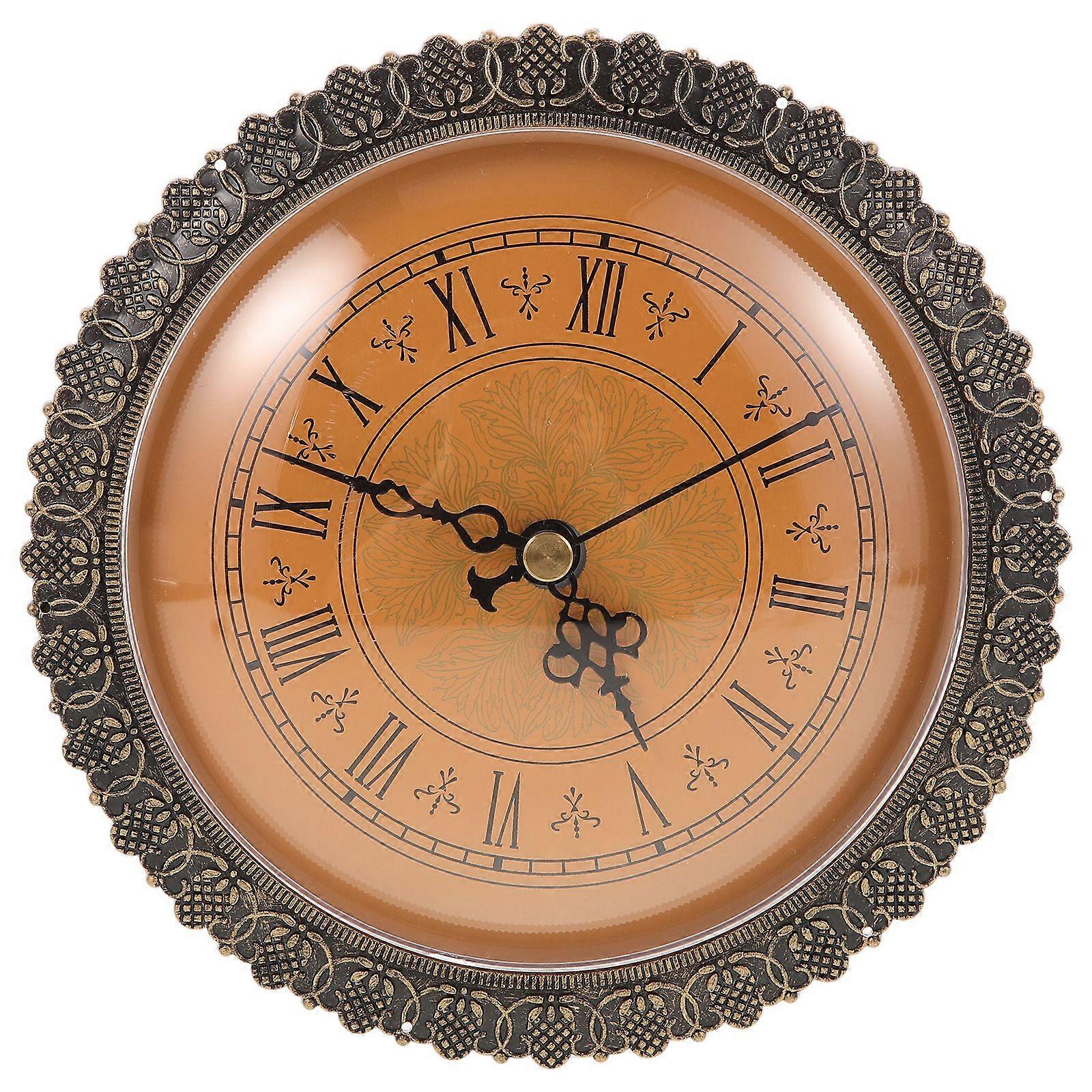 Retro Clock Insert DIY Round Clock Head Small Clock Head Insert Quartz Clock Insert Clock Supply Golden