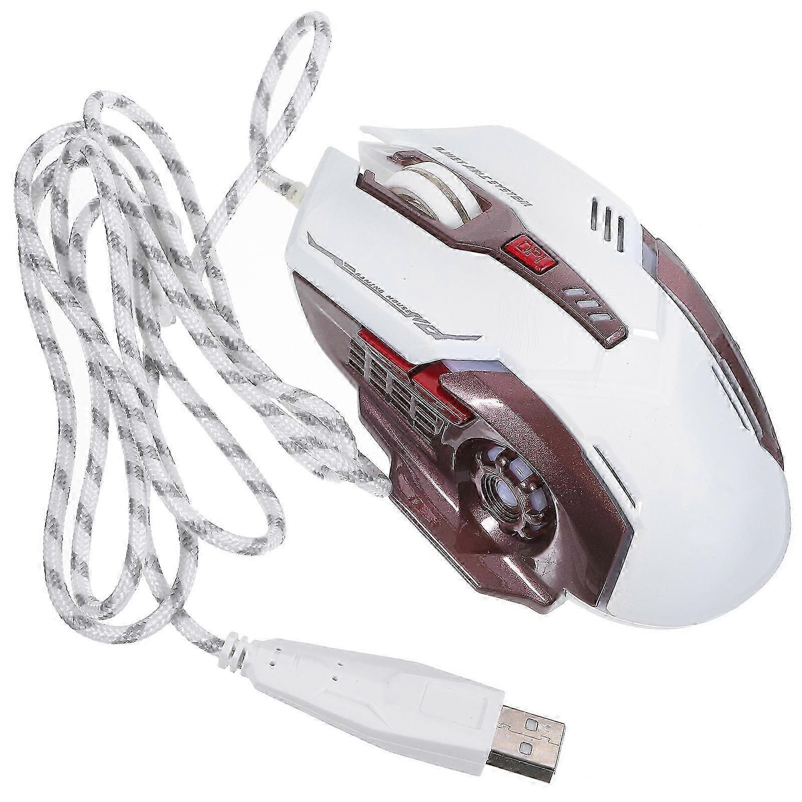 Backlit USB Mouse Wired Gaming Mouse for Computer White Plastic