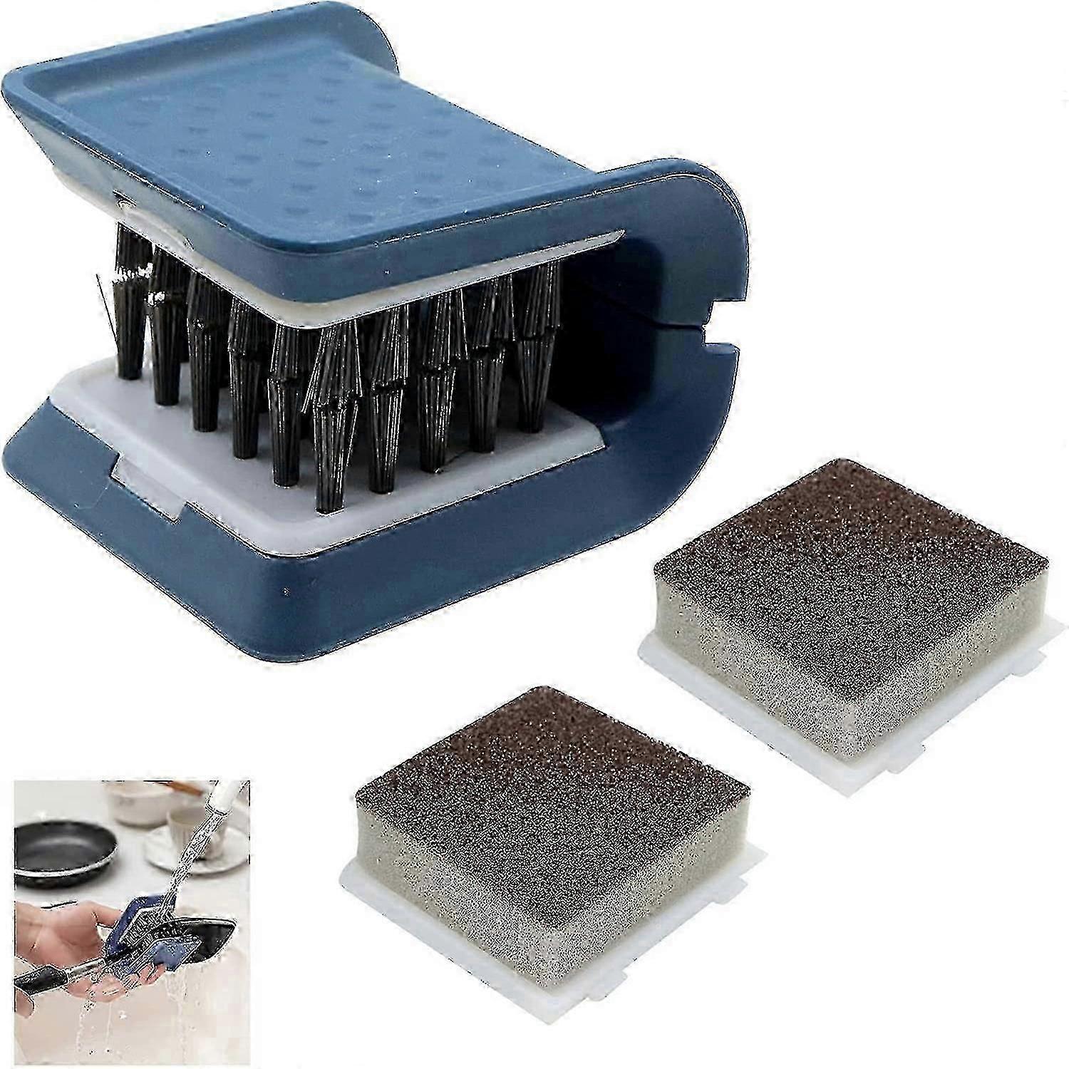 U-shaped cleaning brush,replaceable kitchen accessories, foldable, removes stainsblue