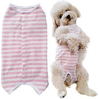 Heytea Hunder Recovery Suit Post Surgery Skjorte kompatibel Valp, Sår Beskyttende Klær Kompatibel Små dyr Hunder Katter (Rosa Hvit Stripe-s)