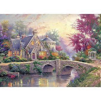 Jigsaw Puzzles for Adults 1000 Pieces Country House Puzzles Spring Landscape Puzzle Picturesque Bridge Jigsaw Puzzle DIY Challenging Game Toys Gift
