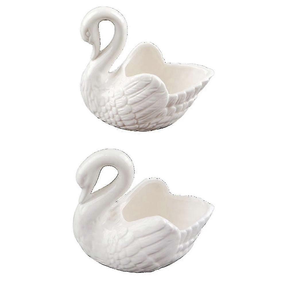 Creative White Swan Ceramic Flower Pot Multifunction Candlestick