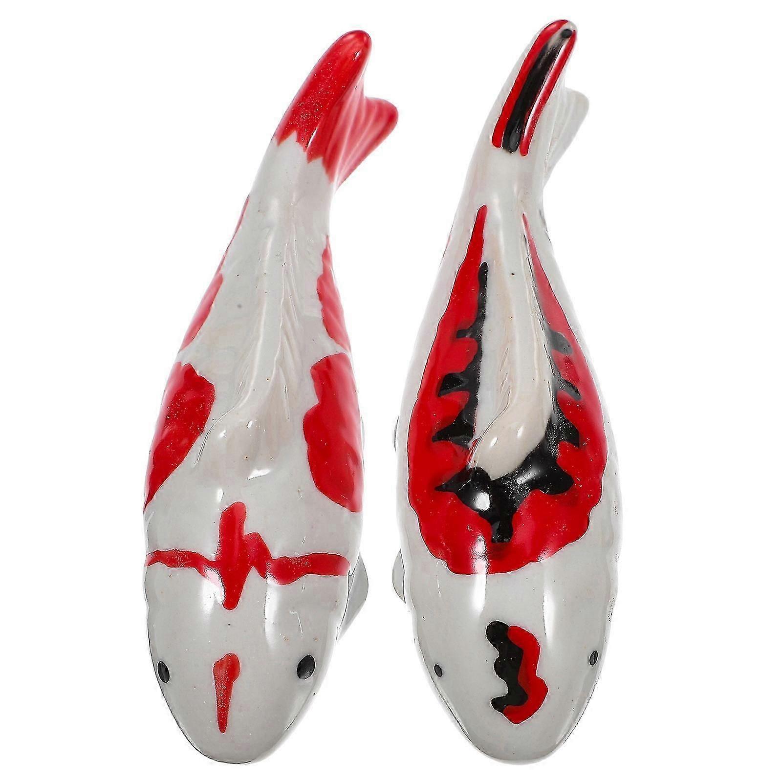 Ceramic Fish Statue Floating Fish Decoration for Aquarium 2Pcs