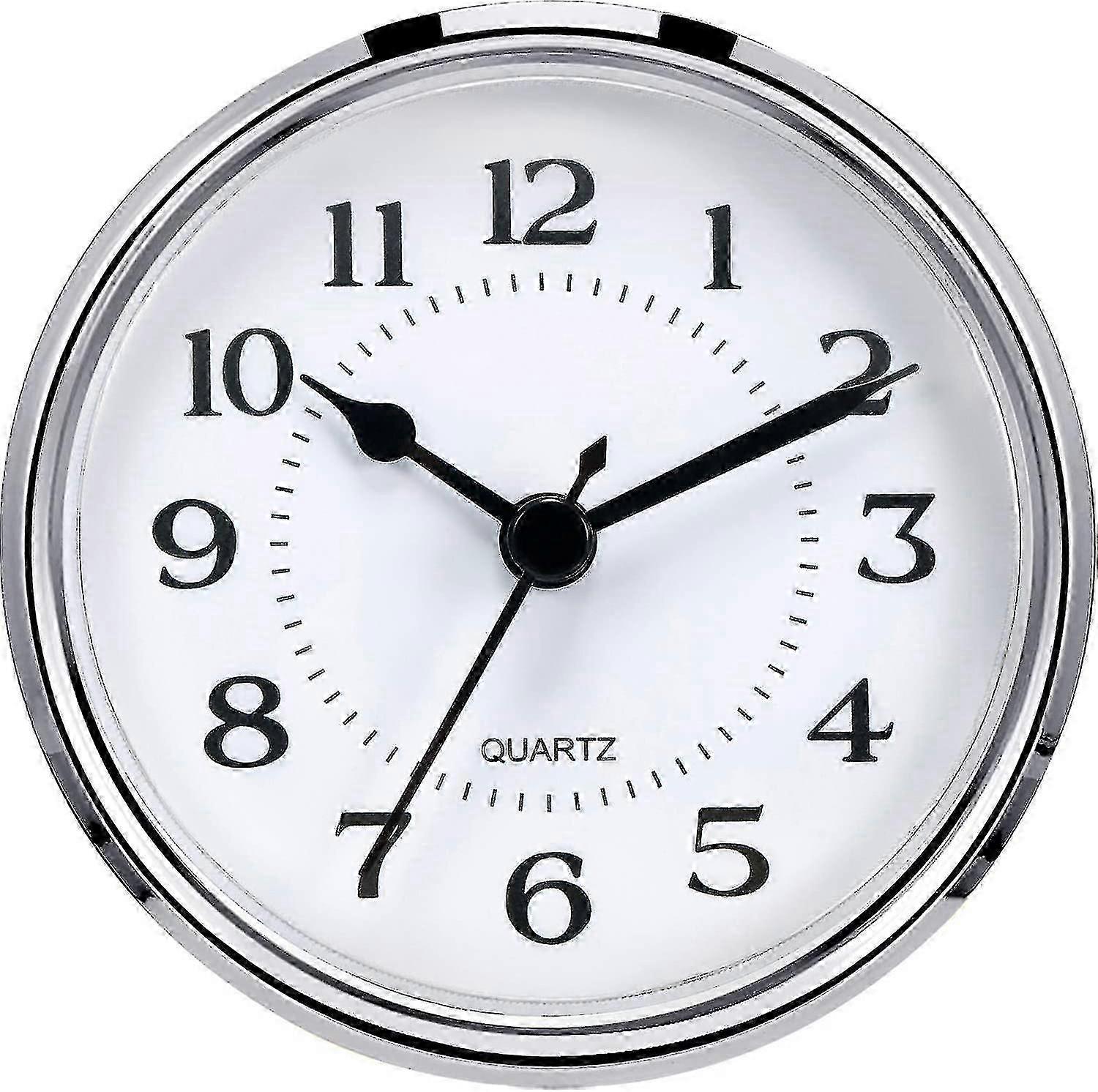 Relógio de quartzo de 3-1/2 polegadas (90 mm) com encaixe/inserção e numeral arábico, movimento de quartzo (aro prateado)