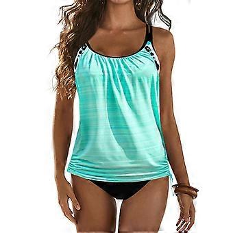 Womens Tank Top Swimwear with Shorts 2 Pieces Tankini Swimsuit Tummy-Control Bathing Suit for Tropical Vacations Surfing Blue L