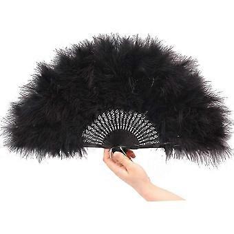 Folding Feather Hand Fan 1920s Vintage Flapper Style