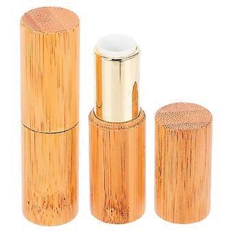 2pcs 3.8g Women Empty Bamboo Lipstick Balm Tubes Rustic Lip Gloss Storage Container for Ladies and Girls (Golden, Silver, Diameter 12.1mm) IE
