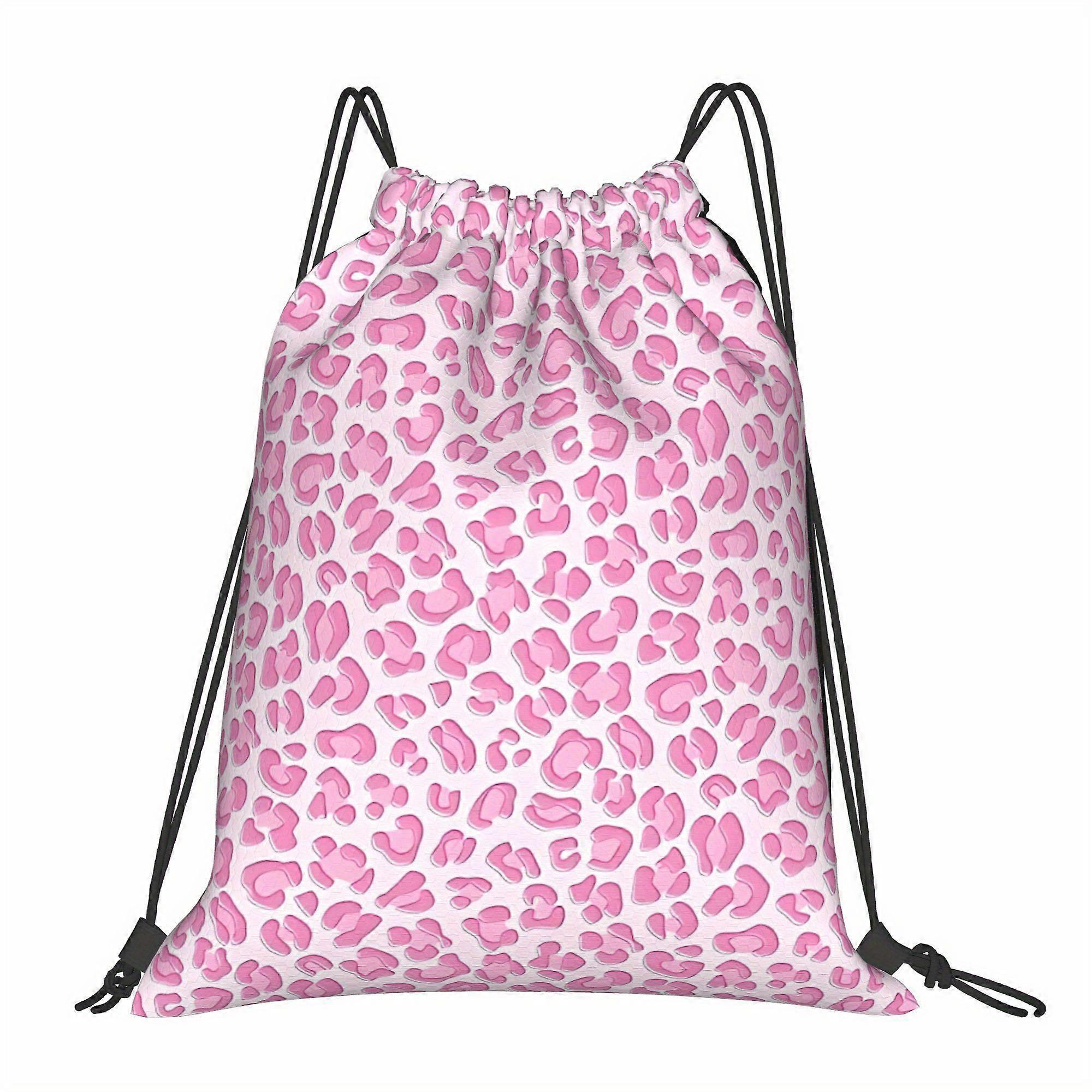 1pc Preppy Leopard Print Backpack - Soft Shell School Bookbag with Drawstring Closure, Durable Polyester Suitable for Sp-Gqazw