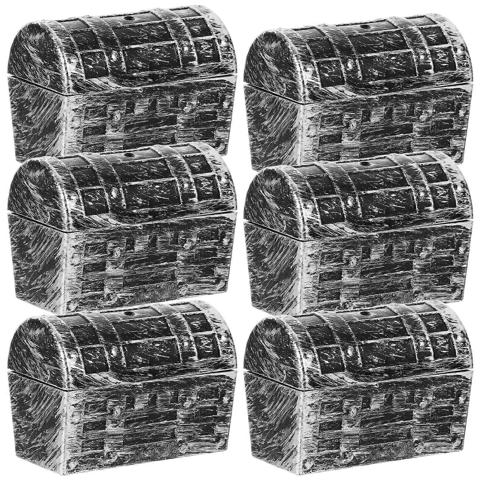 Small Pirate Treasure Box for Storage Use 6Pcs Silver Plastic Storage Boxes