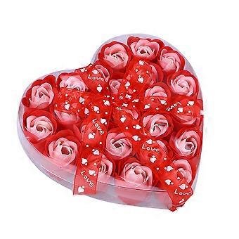 Seife Rose fürs Bad, 24 Stück, duftende Rosenblätter in herzförmiger Geschenkbox
