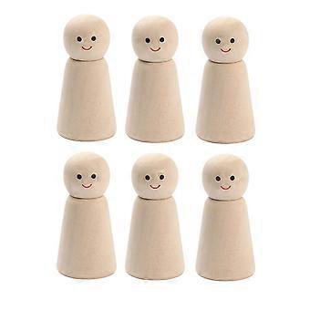 6 Pcs Wooden Toys Wooden Family Figurines Wooden Gnome Peg Doll Toddler Drawing Doll Kids Dolls Wooden Peg Figures