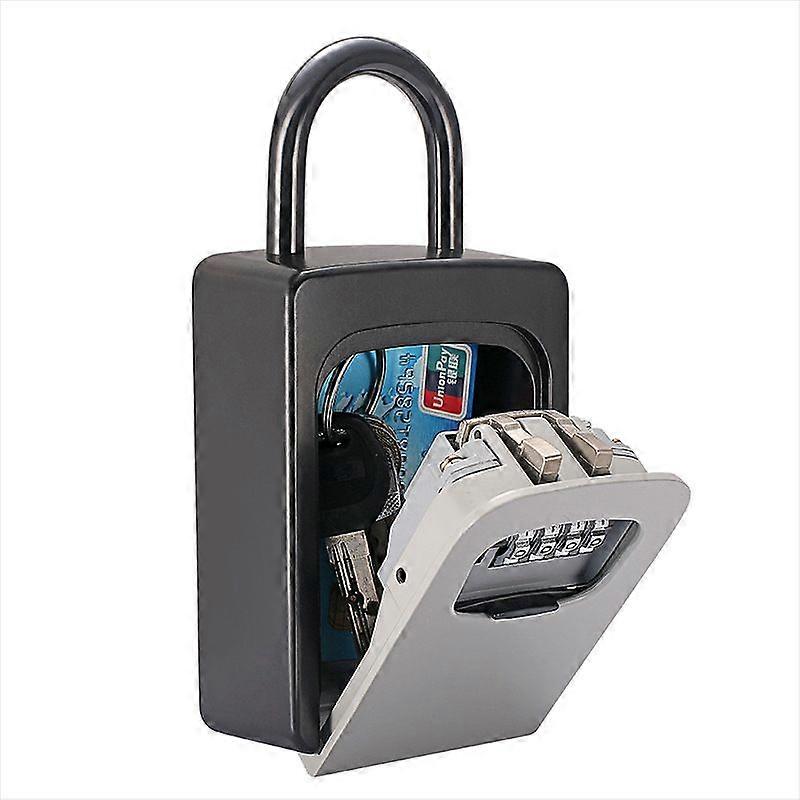 Secure Key Box, Key Box with Code Mini Portable Secure Key Box Resettable Code for Outdoor and Indoor Use (Grey)