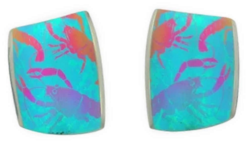 Ti2 Titanium Lobster Stud Earrings - Green