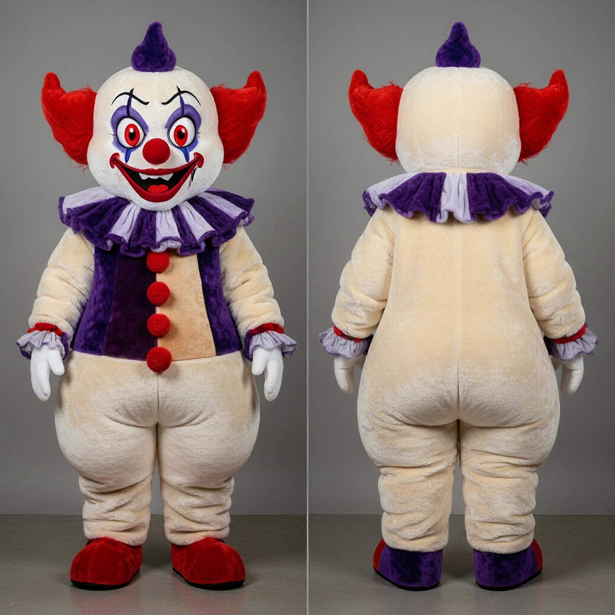 MASTICOT Cream Rounded Evil Clown Mascot