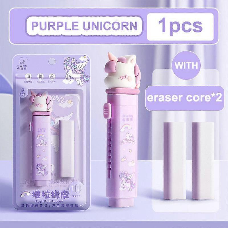 Cute Retractable Erasers For Kids With 2Pcs Replaceable Rubber Core, Cute Chipless Slide Eraser