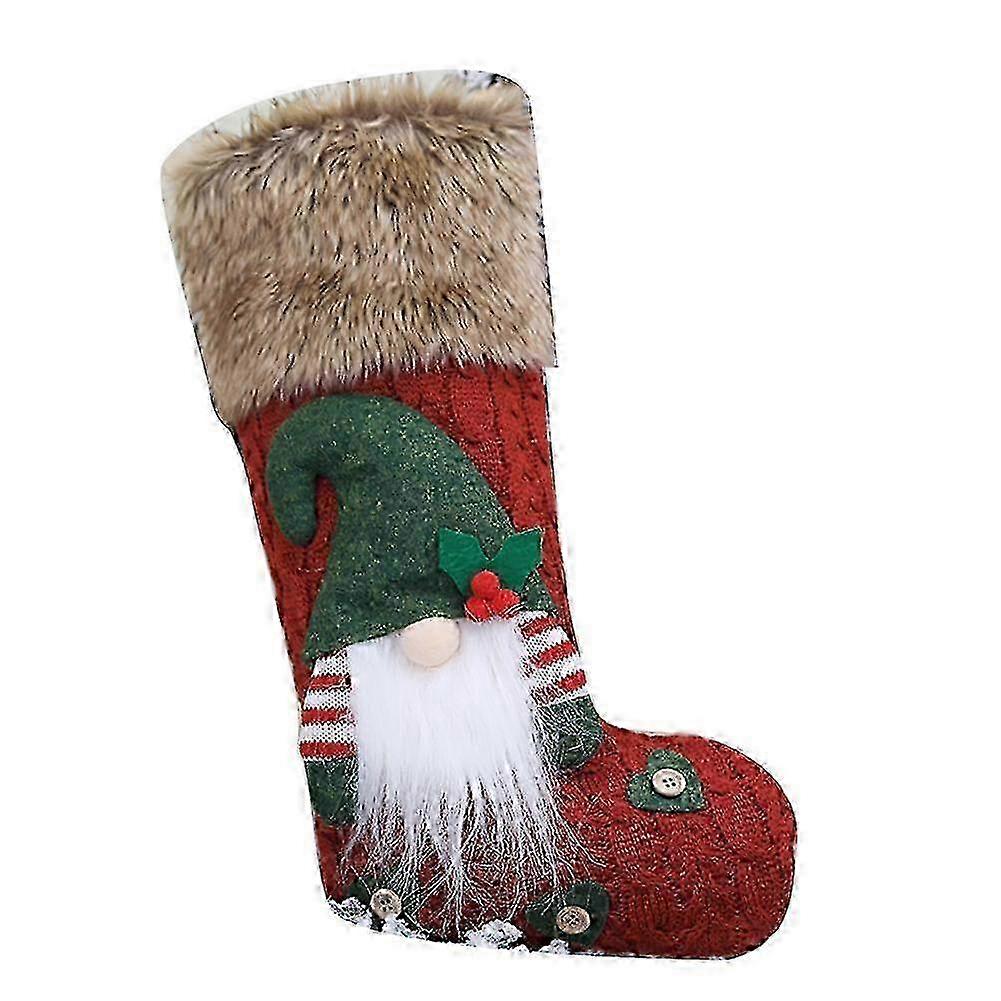 Knitted Gnome Christmas Stocking