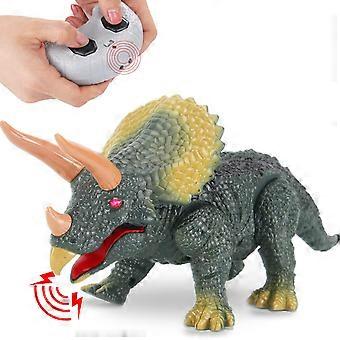RC Dinosaur Toy Triceratops with LED Lights and Realistic Roaring Sounds, Infrared Remote Control Battery Operated