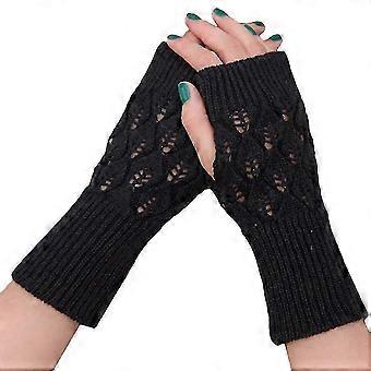 Winter Cold Weather Wear: Women's Knitted Long Fingerless Gloves Wrist Arm Warmers