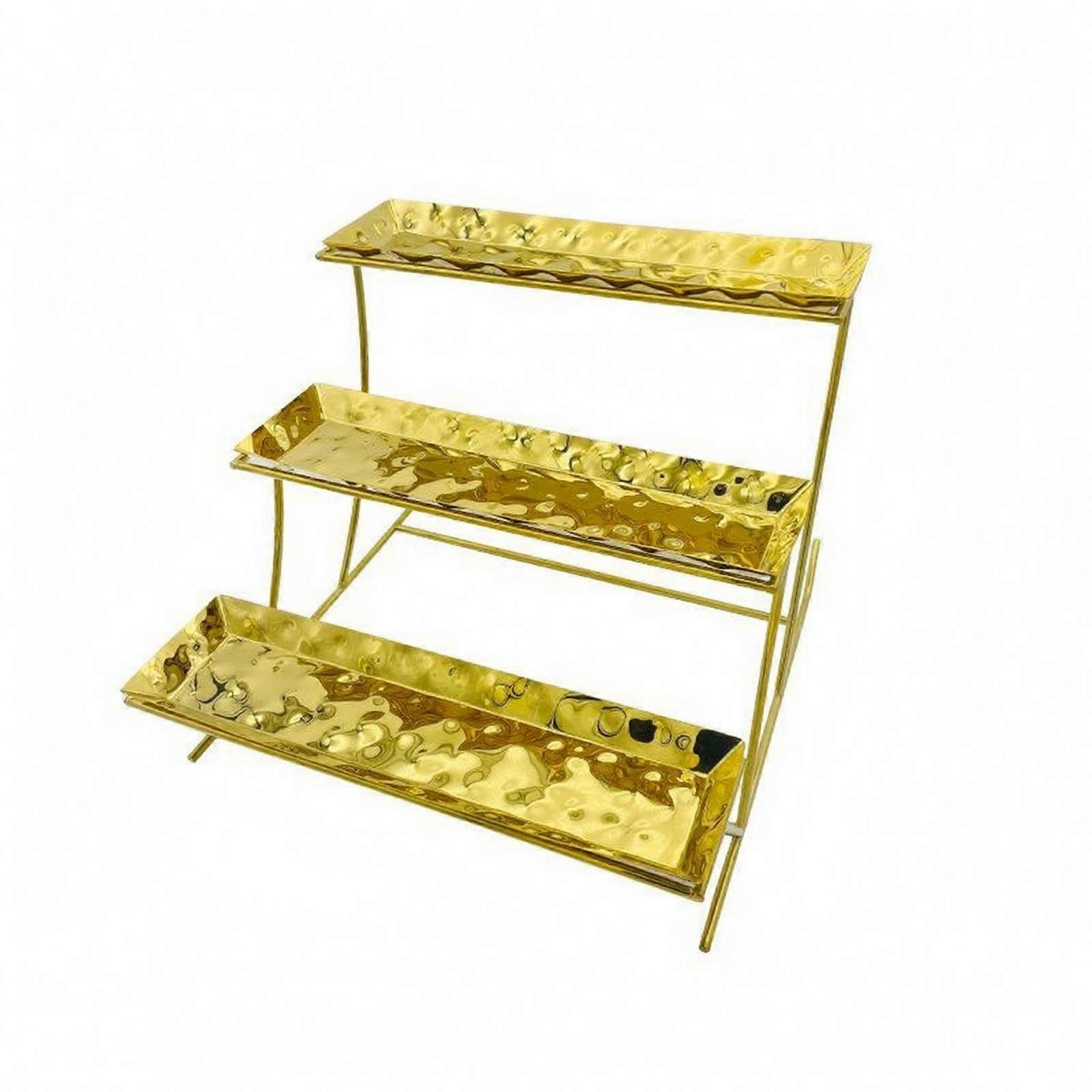 Three-Tier Display Rack Stainless Steel Serveware Rectangular Trays