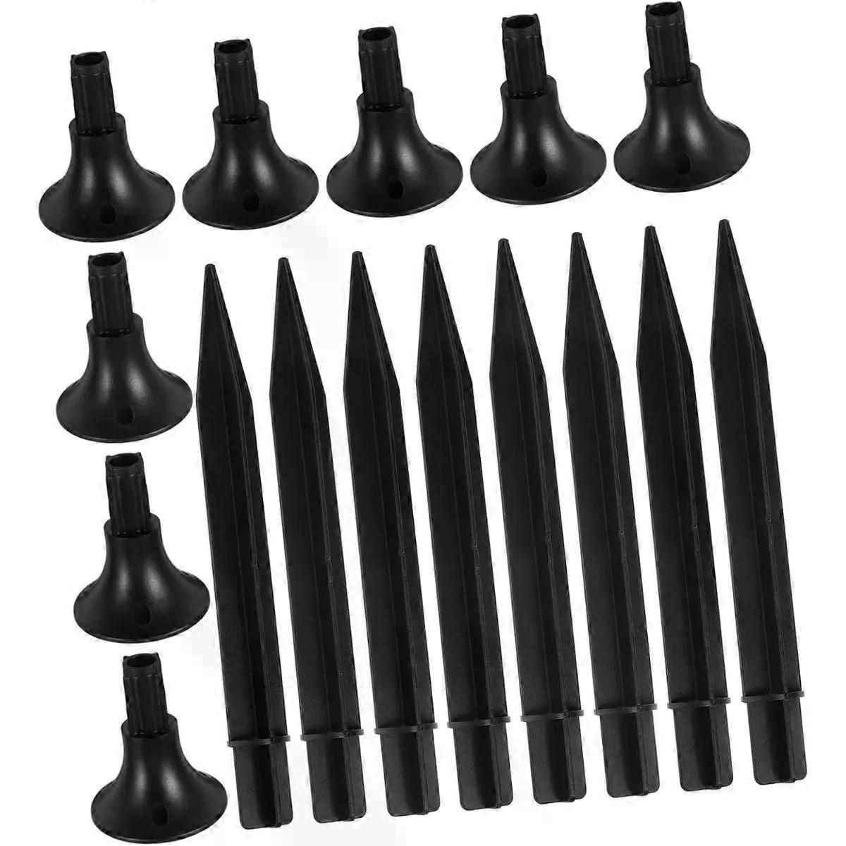 16pcs Plastic Solar Light Replacement Stakes with Base, Black