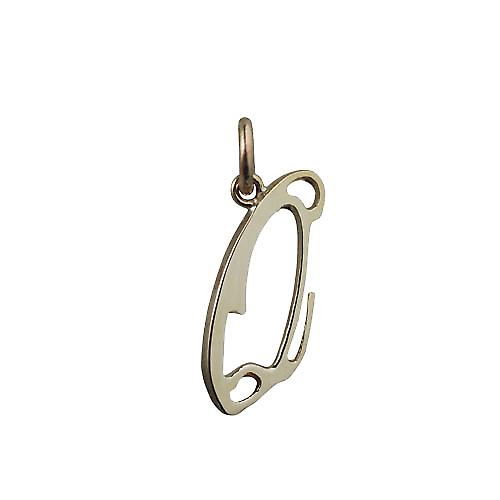 9ct Gold 23x11mm plain Initial Q Pendant
