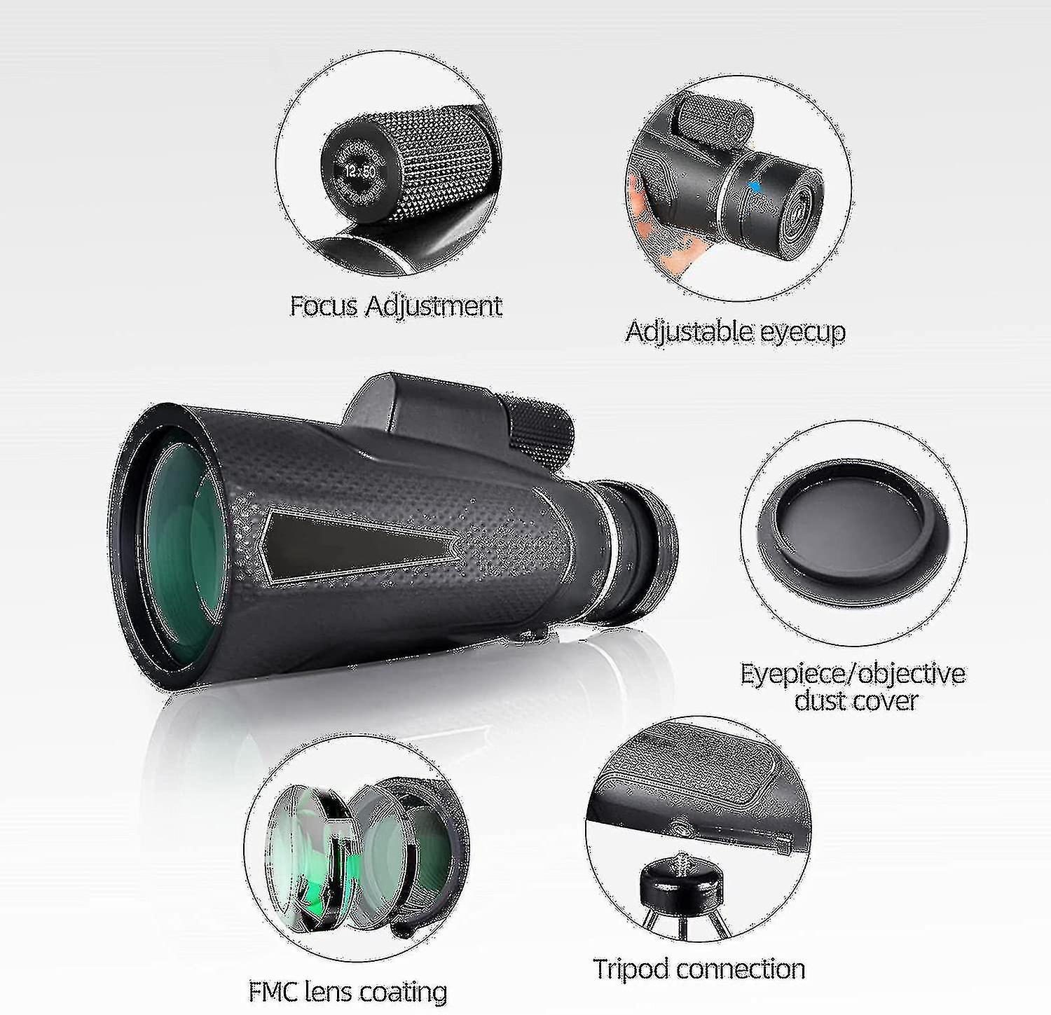 Monocular Telescope For Adults 12 X 50 Hd Monoculars Scope Phone With