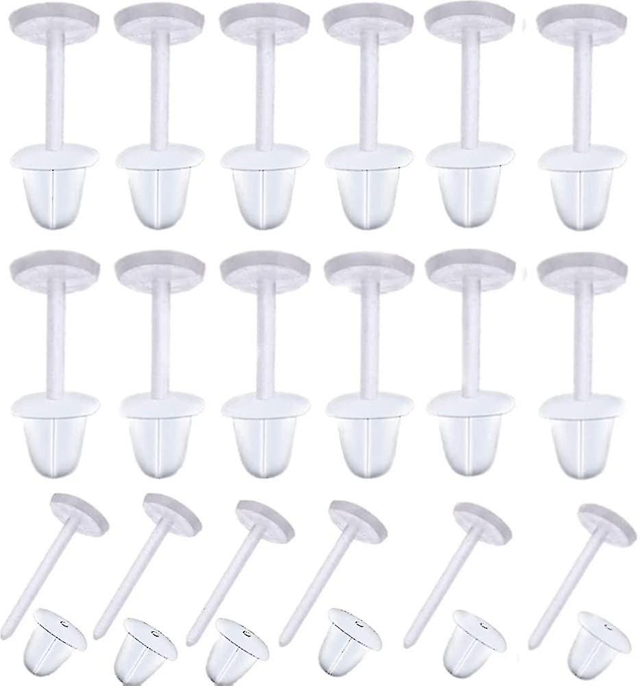 Plastic Earrings, 50 Pair Posts Clear Pins Back Rubber Eardrop Backs, Pins Rubber Earring Gift