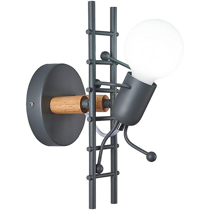 Creative Small Man Iron Wall Lamp - Simple Cartoon Robot Sconce For Indoor Art Decor, Bulb Not Included