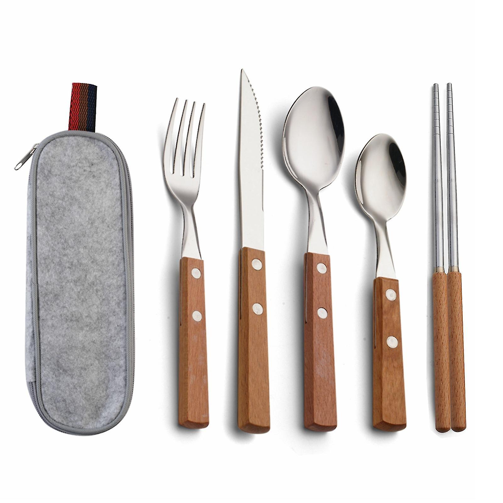 Classic Elegant Resin Rivets Handle Style Stainless Steel Western Cutlery 5 In 1 Set Delicate Utensils Dinnerware For Home