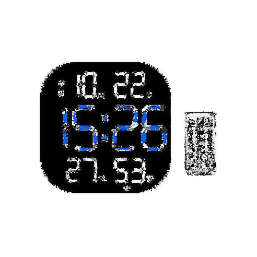 Led Digital Wall Clock Remote Control Temperature Date Week Display Adjustable Brightness Table Al