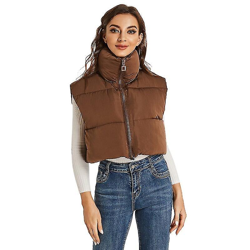 Simple Automne Stand Col Gilets Femmes Mode Zipper Manteaux Femmes Élégant Décontracté Taille Haute Gilets en coton Femmes Dames