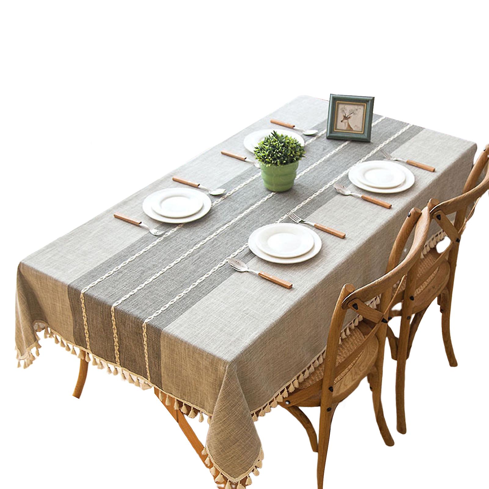 Rustic Rectangle Tablecloth Decorative Spillproof Rectangular Table Cover With Tassel For Weddings Parties Banquet And Festival