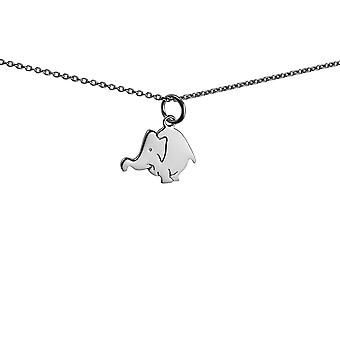 Silver 16x13mm Elephant Pendant with a 1mm wide rolo Chain...