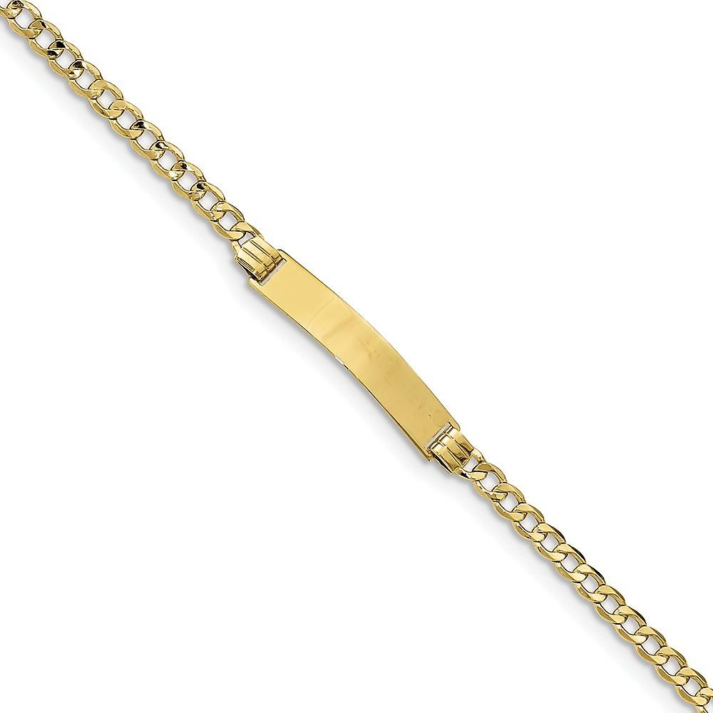 5.22mm 10KイエローゴールドセミソリッドカーブリンクIDブレスレット識別-女性用ブレスレット-長さ:7〜8