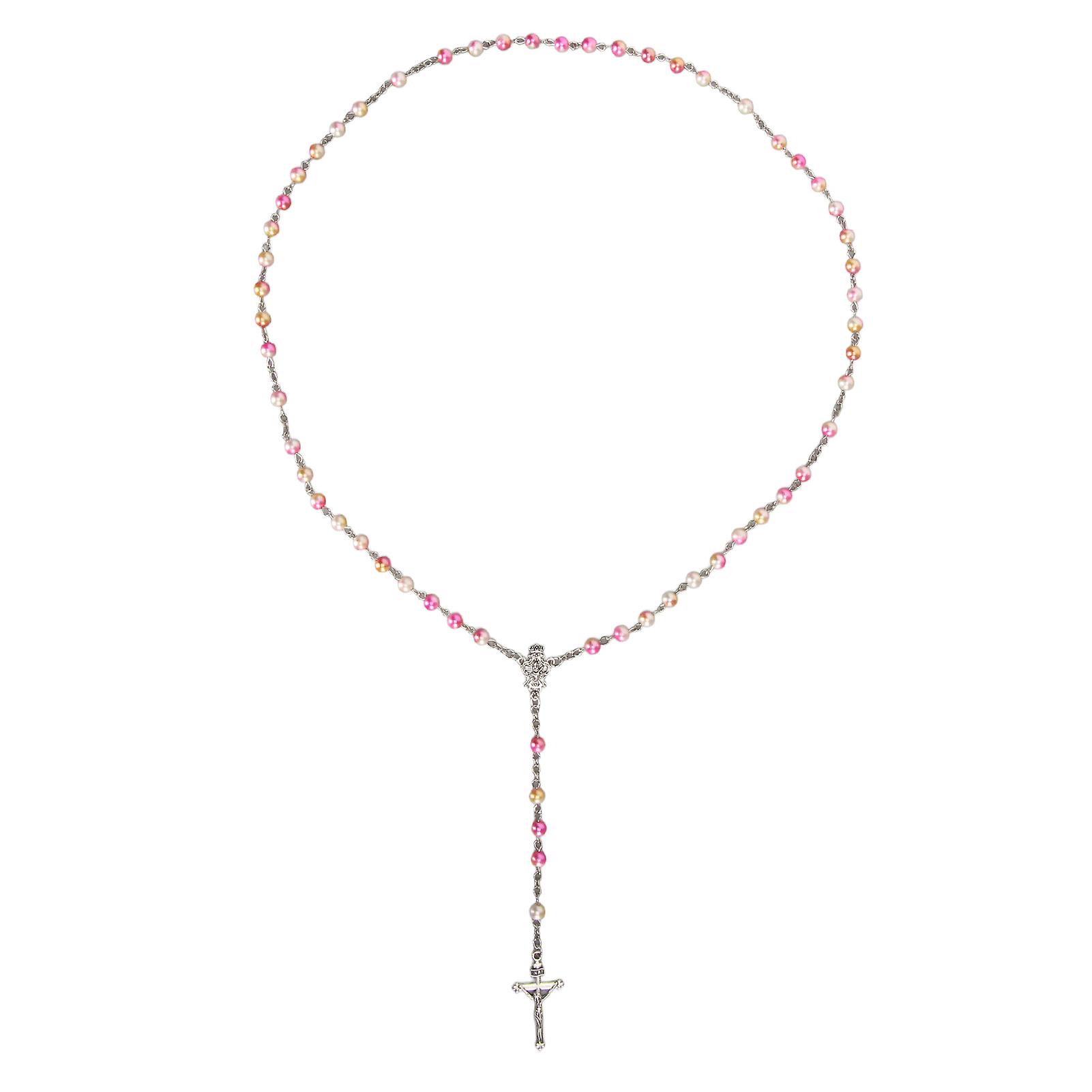 Colar com crucifixo, modelo mais recente de 2026, com contas de 0,24 polegadas em cores sortidas e design elegante.