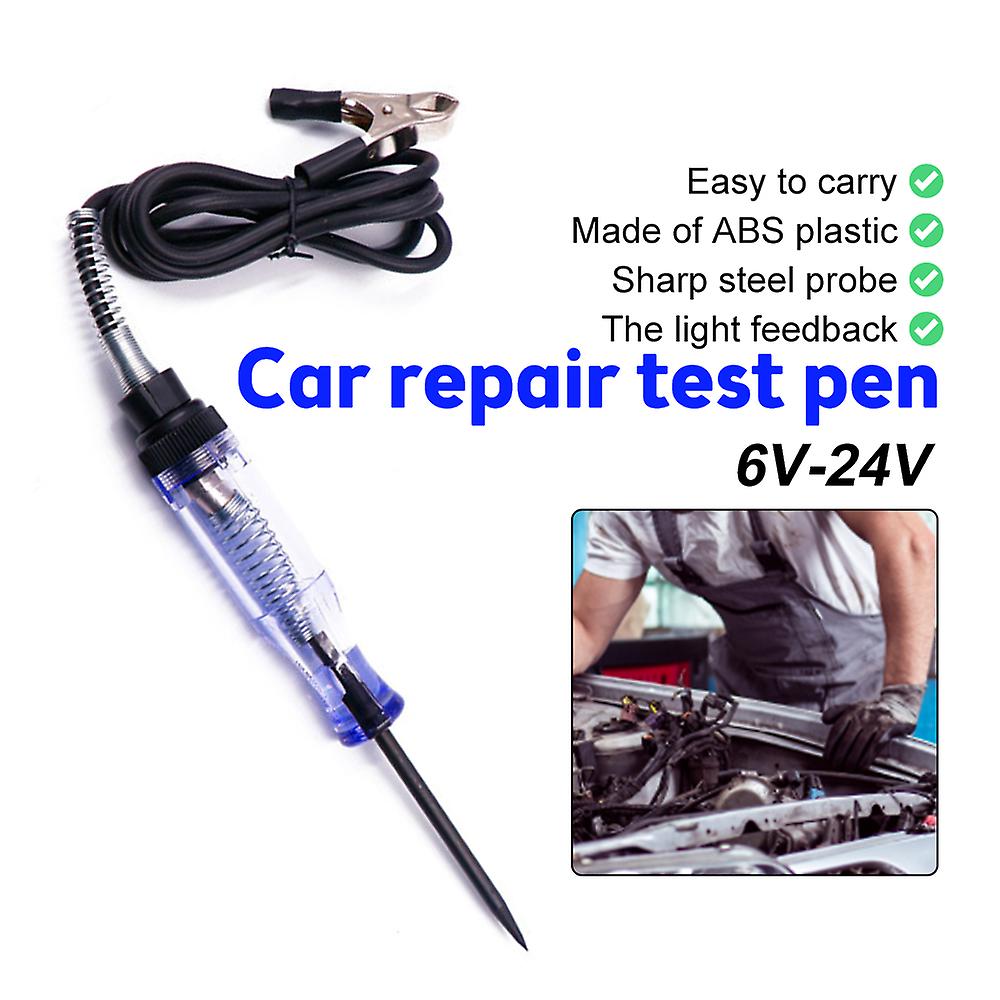 6v 12v 24v Dc Car Truck Voltage Circuit Tester Car Test Voltmeter Long Probe Pen Light Bulb Automobile Maintenance Repair Tool