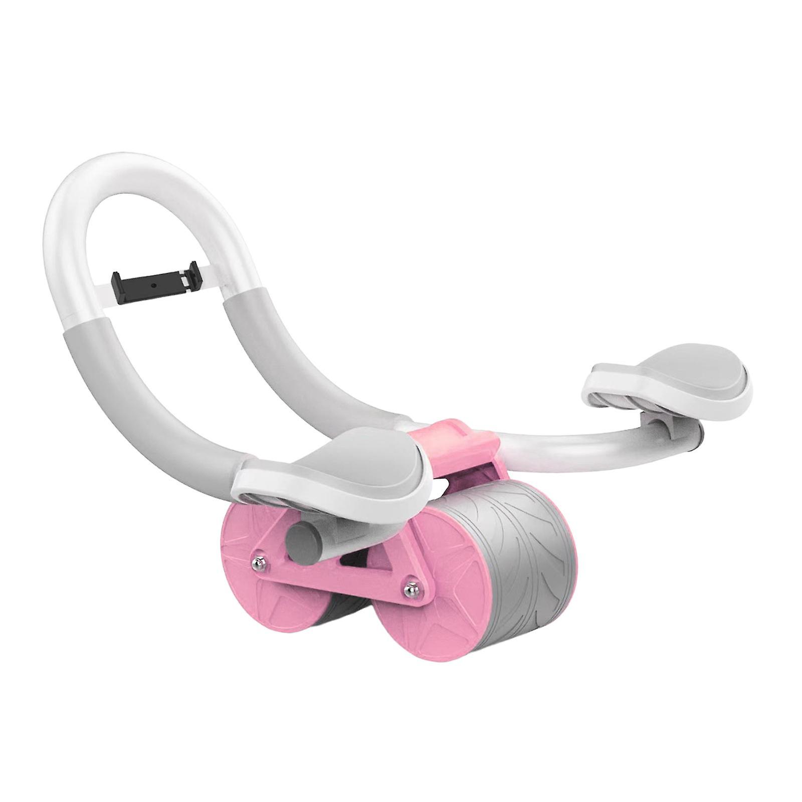 Abdominal Roller Wheel Double Wheels Abdominal Muscle Training Elbow Support Pink  Basic