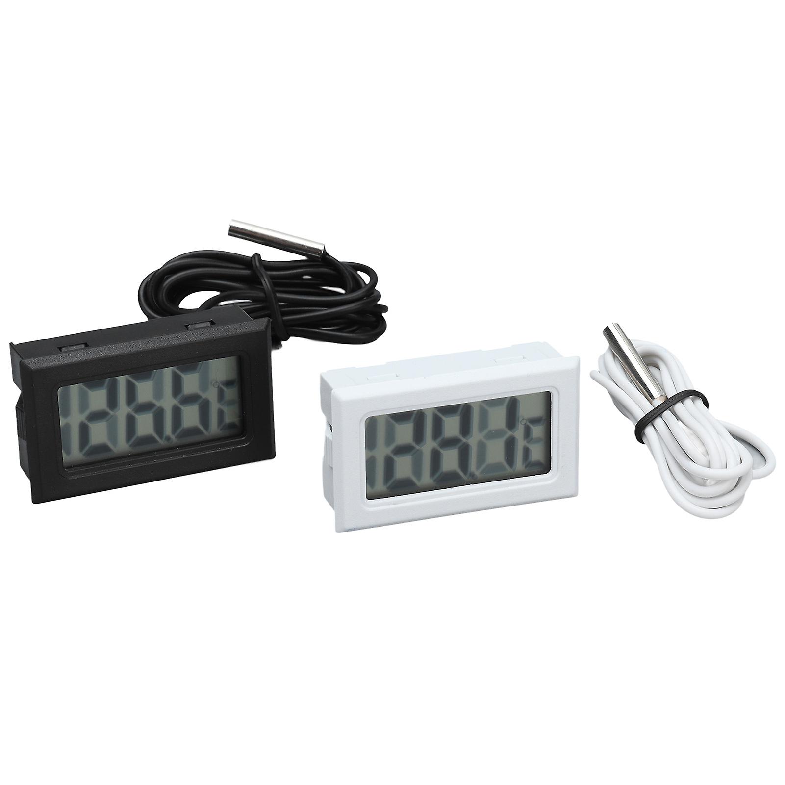 Pack Electronic Digital Thermometer, Thermostat, Temperature Measurement, 2 Second Refresh, with Probe (Black and White)