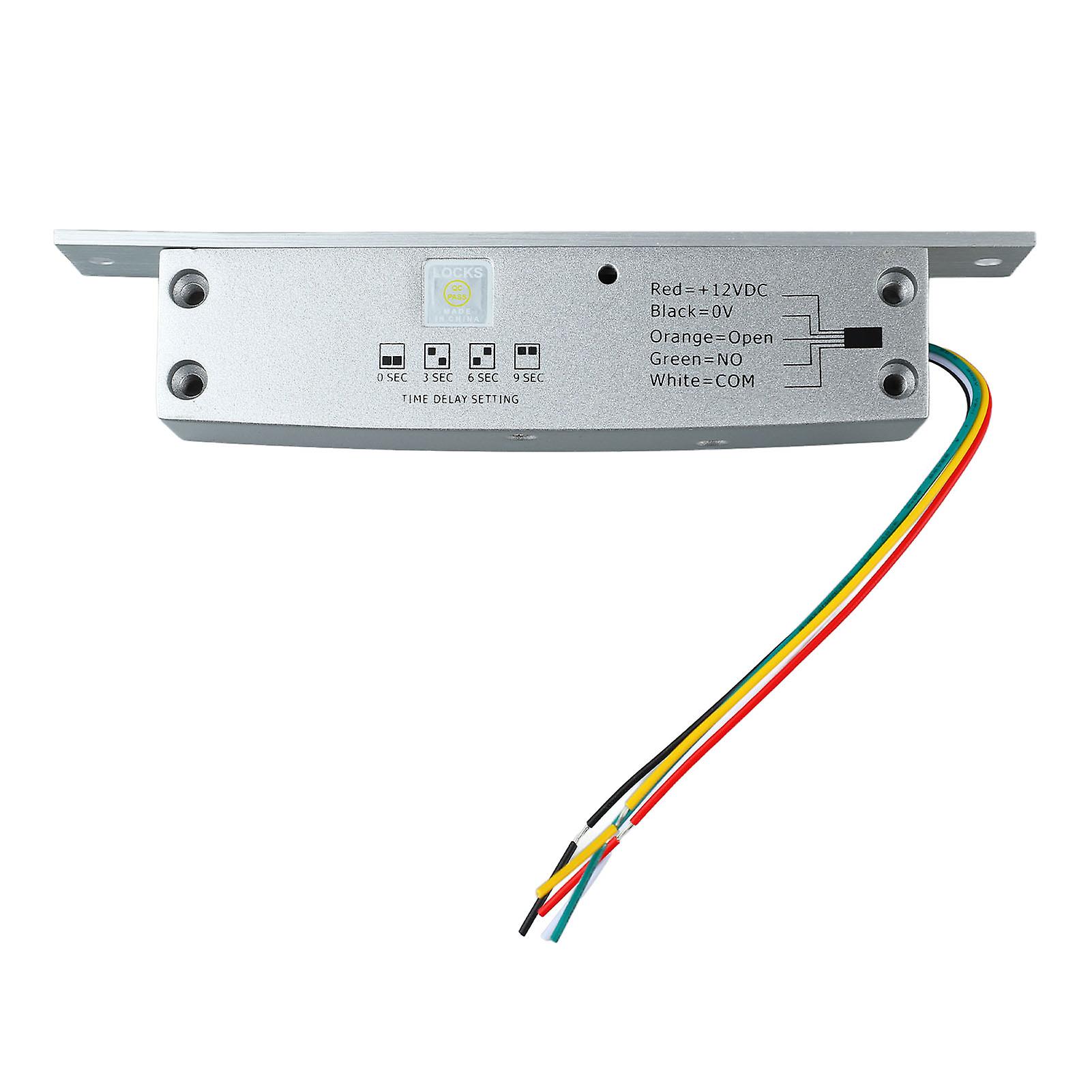 DC 12V 5 Lines Electric Bolt Lock Narrow Deadbolt Drop Bolt Door Lock with Time Delay LED Display for Door Entry Access Control Power Off Unlocking 