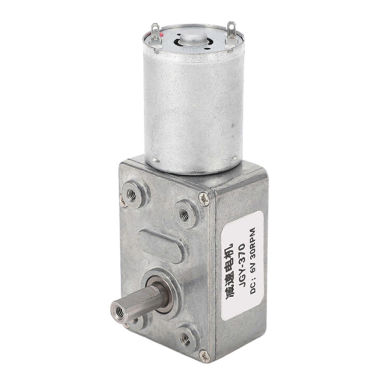 Worm Gear Motor High Torsion 12mm Single Shaft Self Locking Reversible Speed Reduction DC Turbine Motor with Fixed Base 6V 30RMP 