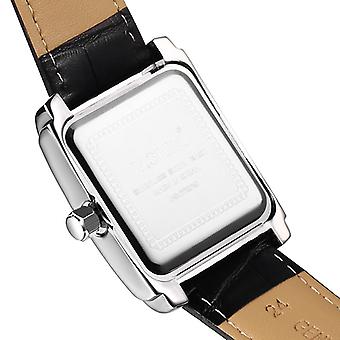 Orologio Da Uomo JewelryWe Quadrato, Cinturino In Pelle, Movimento Al Quarzo, Scala Romana, Calendario, 4 ATM