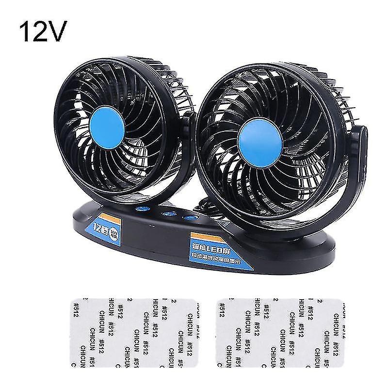 Car Fan 12v 24v Vehicle Dashboard Fan 5inch Truck 12 Speeds And 360 Rotatable Cooling Fan With Temperature Humidity Led Display-YUHAO