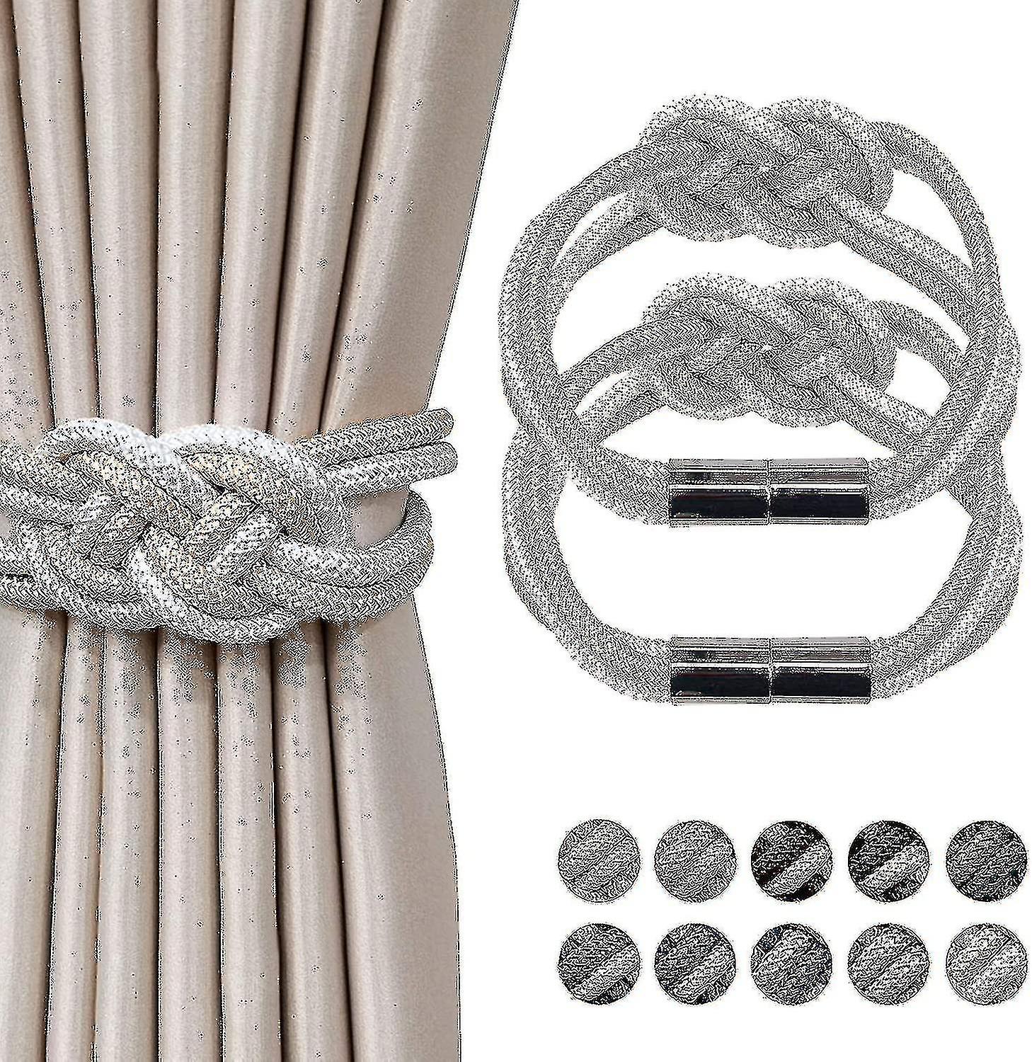 2 Pack Strong Magnetic Curtain Tiebacks-beige And White A