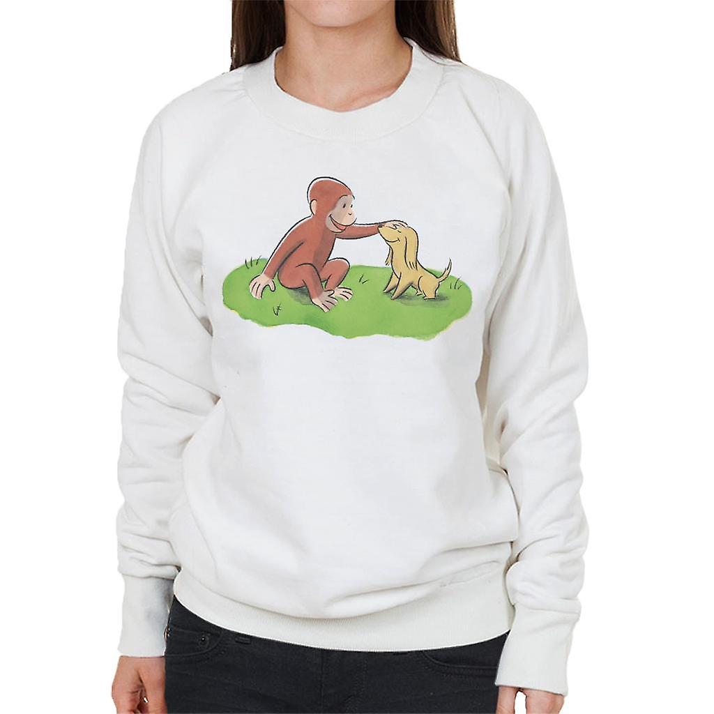 Curious George Stroking Dog Women's Sweatshirt