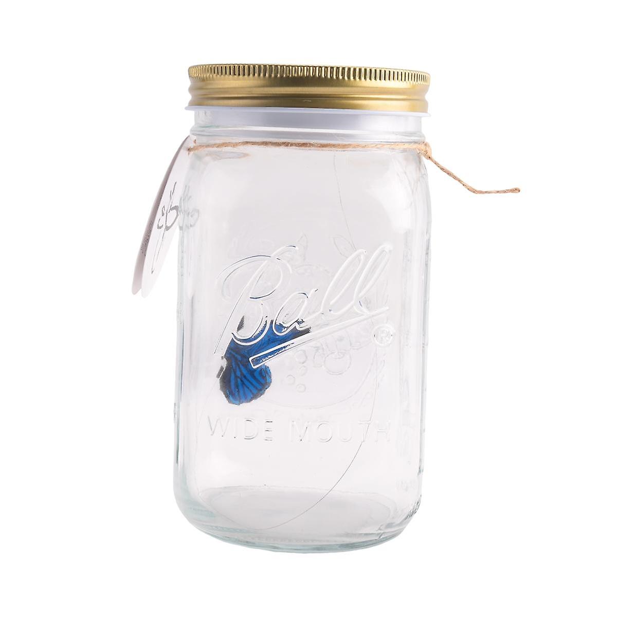 Simulation Butterfly Collection in a Jar, Butterfly Jar That Moves, LED Light Romantic Glass Animat